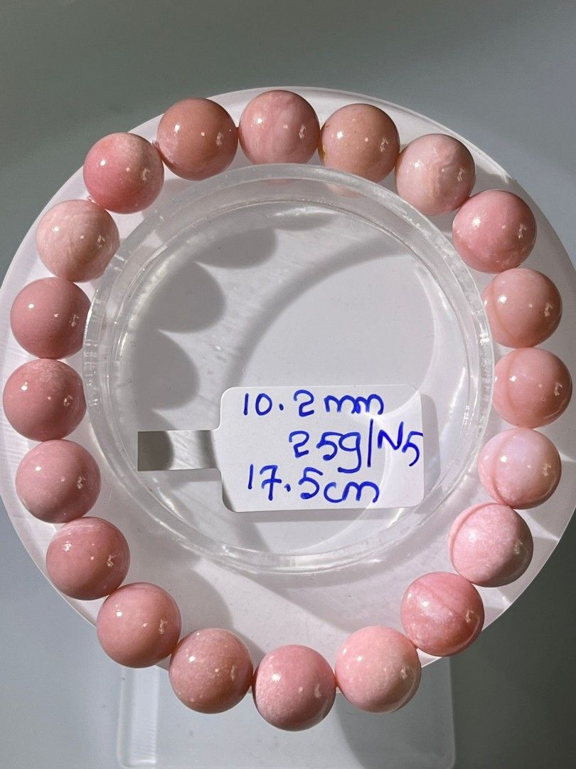 #B872-5 100% Natural High Quality Rare Pink Opal Bracelet 10.2mm (Category: Bracelets) located in Singapore. Submitted by happy_sweetday (Listing ID 1381027687, Image 2). Description: .