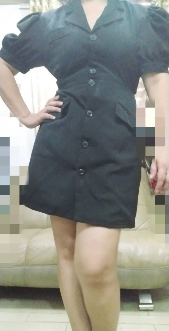 Black soft cotton dress (Category: Dresses) located in Marikina City. Submitted by izzy_00 (Listing ID 1380970097, Image 1). Description: cotton black in color can fit to S-M open back details puff sleeve pre loved.