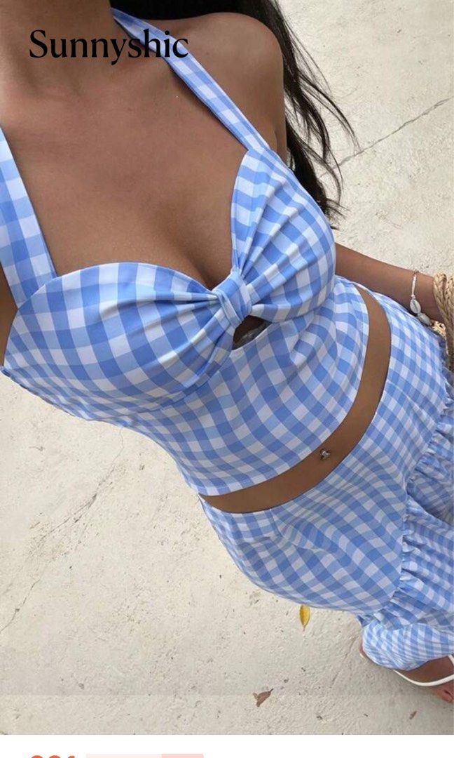 Blue summer plaid coordinates skirt (Category: Sets or Coordinates) located in Quezon City. Submitted by classicbph (Listing ID 1380954166, Image 1). Description: I LOVE THIS!! Message for when worn i only used it once for a trip. Orig price 600+.
