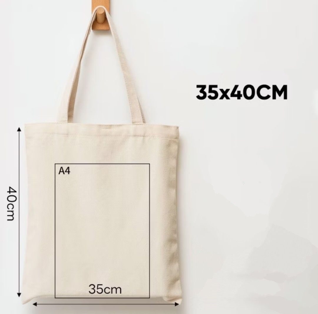 10 x Canvas Tote Bag - 35x40cm (Category: Tote Bags) located in Singapore. Submitted by westore_amk (Listing ID 1380936607, Image 1). Description: This listing is for 10pcs of tote bag. - Versatile canvas tote bag - Spacious interior - Sturdy handles - Dimensions: 35cm x 40cm - Ready for your own customization.