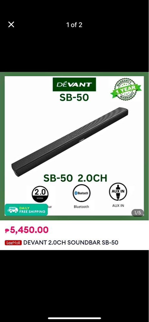 Devant bluetooth sound bar (Category: Soundbars, Speakers & Amplifiers) located in Las Pinas. Submitted by mikeitlog (Listing ID 1380957691, Image 3). Description: Forsale Brandnew sealed Devant Bluetooth soundbar Las pinas area 9pcs available SRP 5,450 Selling it for 2,750 only With warranty Rfs Extra.
