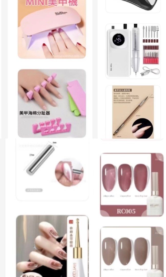 由 anna_lu23 (刊登 ID 1381051550，圖片 2) 提交，位於 台中市 (Taichung) 的 💅(可議 僅使用過2次 )全套美甲設備出清｜含光療燈/打磨機/凝膠指甲油｜新手DIY自用或創業 圖二所有內容物及哩哩摳摳 極新 (類別：美甲、手部保養)，說明：所有成為美甲師會用到的器材、設備，含單色及貓眼色～三分鐘熱度用過一次而已，設備都很新！。