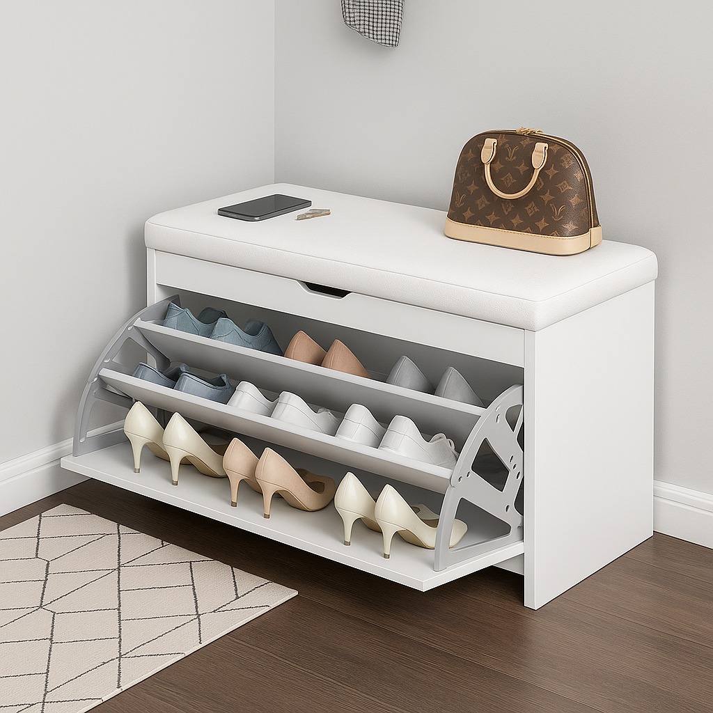 Entryway Shoe Storage Bench | Flip Drawer Shoe Cabinet | Sitting Bench ...