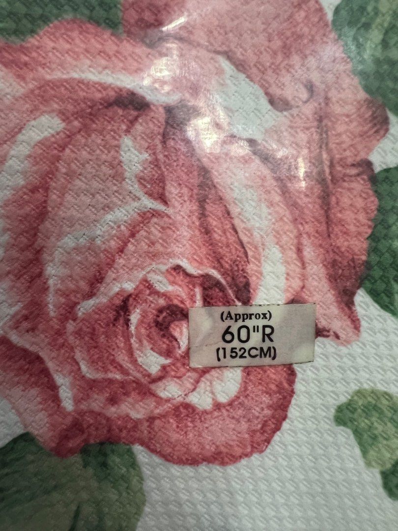 House Home Fabric tablecloth (Category: Table Linen & Textiles) located in Quezon City. Submitted by atozmarketing (Listing ID 1380908691, Image 2). Description: Pink Floral Round Tablecloth 60 Inch round Flower Fabric Table Cloth Washable Table Cover for Dinner Table .