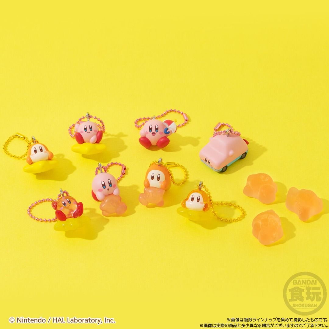 [INSTOCK] BANDAI CANDY JAPAN KIRBY MASCOT & GUMMY CHARM KEYCHAIN TRINKET BLIND SECRET PACK (Category: Designer & Blind Box Toys) located in Singapore. Submitted by xxprettylittlethingsxx (Listing ID 1381049422, Image 3). Description: This gummy set includes a ball chain mascot and Kirby-shaped gummy candy. There are 8 different mascot designs♪ There are 5 different apple-flavored gummy designs! The lineup also includes the sparkly clear version t
