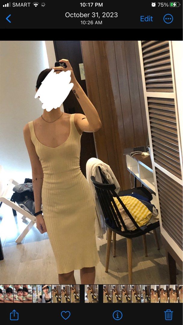 Knittes cream dress (Category: Dresses) located in Pasig City. Submitted by ells.preloved (Listing ID 1381043190, Image 1). Description: fits xs-s .