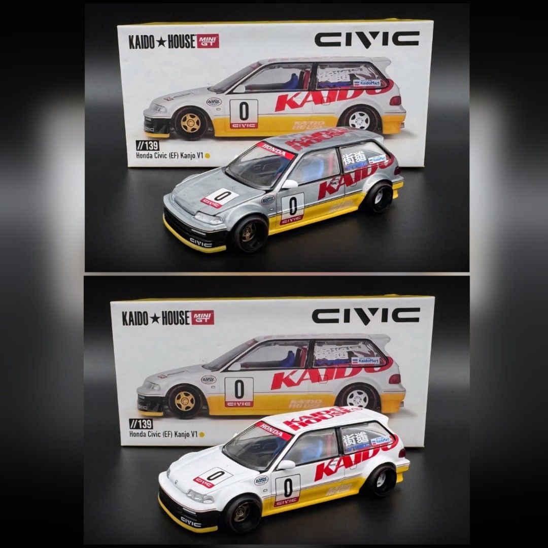 Kaido House X 1:64 Honda Civic (EF) Kanjo V1 – White/Yellow