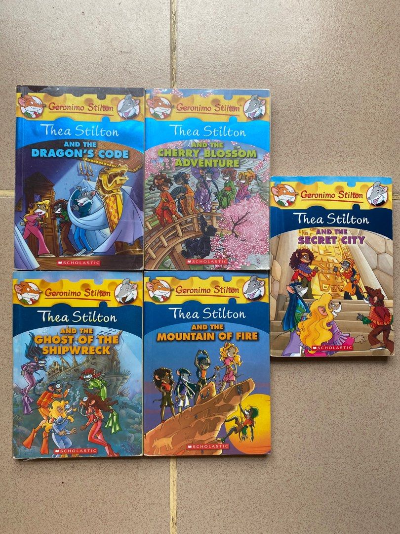 Preloved Thea Stilton books (Category: Storybooks) located in Cagayan de Oro. Submitted by kleaaa (Listing ID 1380922513, Image 2). Description: PRICE: 160 each FLAWS (PLEASE READ): Most books have plastic cover and name of owner written on the backs of the cover. Some books have slight water damage and folds on the cover but it is still in readable condition. MOP: Gcash, Cash (if meet up) MOD: J&T (shipping shouldered by buyer), meet up (Centrio