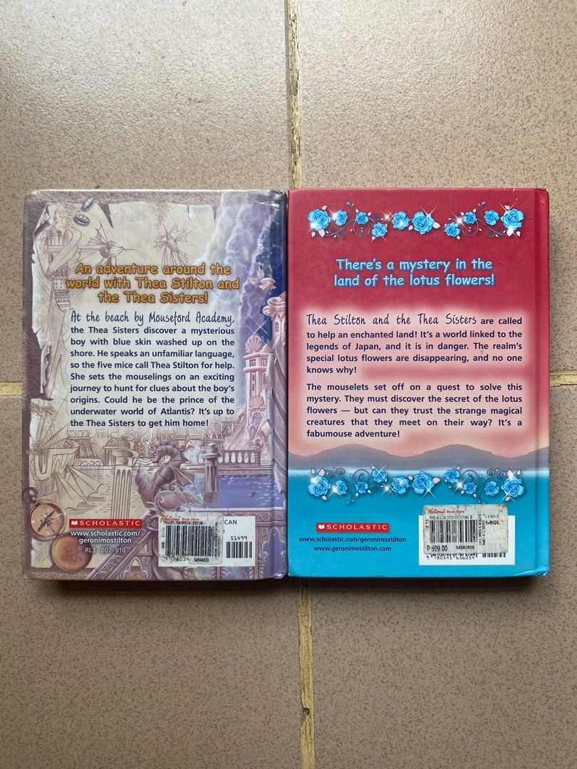 Preloved Thea Stilton books (Category: Storybooks) located in Cagayan de Oro. Submitted by kleaaa (Listing ID 1380922960, Image 2). Description: PRICE: 250 each FLAWS (PLEASE READ): Some of the books have plastic cover and name of owner written on the backs of the cover. MOP: Gcash, Cash (if meet up) MOD: J&T (shipping shouldered by buyer), meet up (Centrio Mall or SM uptown, Cagayan de Oro City).