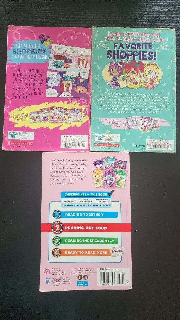 Shopkins, My Little Pony books bundle (Category: Children's Books) located in Quezon City. Submitted by jacqueline_velasco14 (Listing ID 1380903271, Image 2). Description: bundle includes 3 books Shopkins Ultimate Handbook Shopkins Comic Collection My Little Pony Ponyville Reading Adventures (6 books in 1) payment via bpi or gcash.