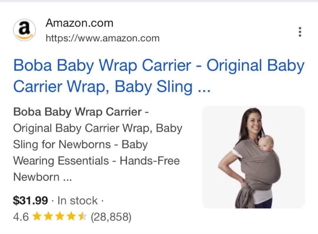 Used Boba Baby Wrap (Category: Carriers & Slings) located in Quezon City. Submitted by Aprelovedshop (Listing ID 1380960296, Image 1). Description: Gray color Bobab baby wrap Slightly used 2nd photo actual color.