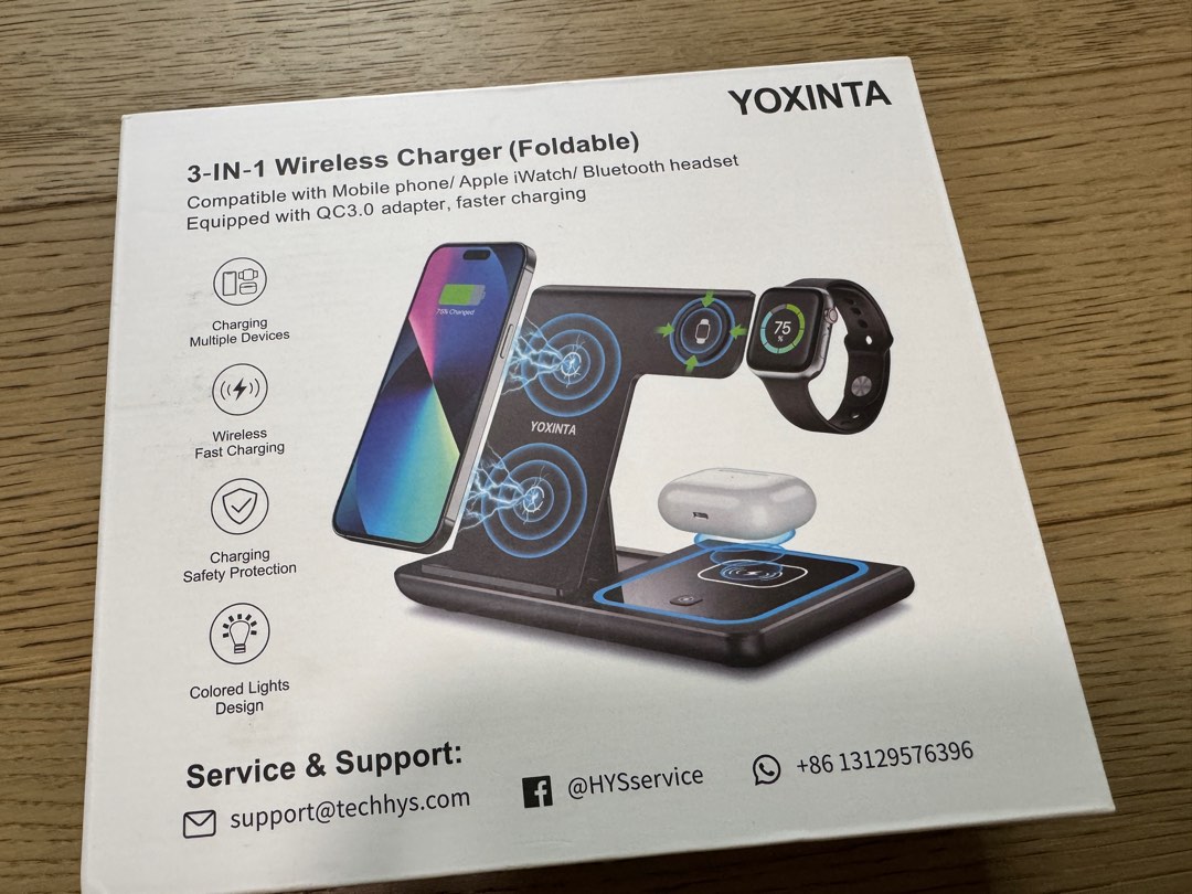 Chargeur Sans Fil 3 En 1 Avec Veilleuse et Charge Rapide