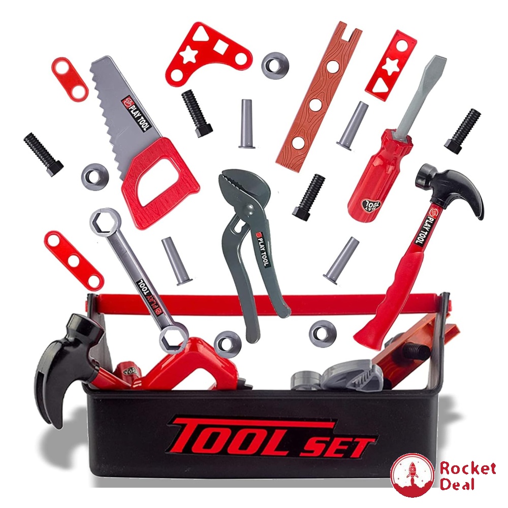 DIY Play House Construction Tool Set for Kids – Builder Helmet, Drill & Tools Toy Kit main image 1