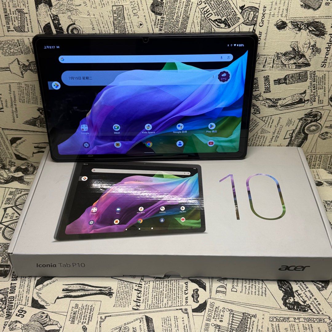 由 dylan0825 (刊登 ID 1381235603，圖片 1) 提交，位於 台北市 (Taipei) 的 二手良品 Acer Iconia Tab P10 4G/64G 10.4吋 wifi 平板電腦 聯發科M8183 (類別：平板電腦 - Android)，說明：二手良品 Acer Iconia Tab P10 4G/64G 10.4吋 wifi 平板電腦 聯發科M8183 功能正常，自取現測 2023年06月製 附原盒、說明書、充電器、充電線 網路同步刊登，賣場保留最終交易權。