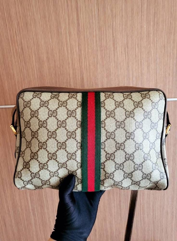 Auth Gucci Cherryline Sling Bag (Category: Luxury Bags & Wallets) located in Quezon City. Submitted by jhaediah (Listing ID 1381122188, Image 2). Description: Auth G.Cherryline Sling Bag Excellent Condition Medium size 10 x 7 inches 💯Authentic from Japan There's a re edition of that bag Pvc Leather.