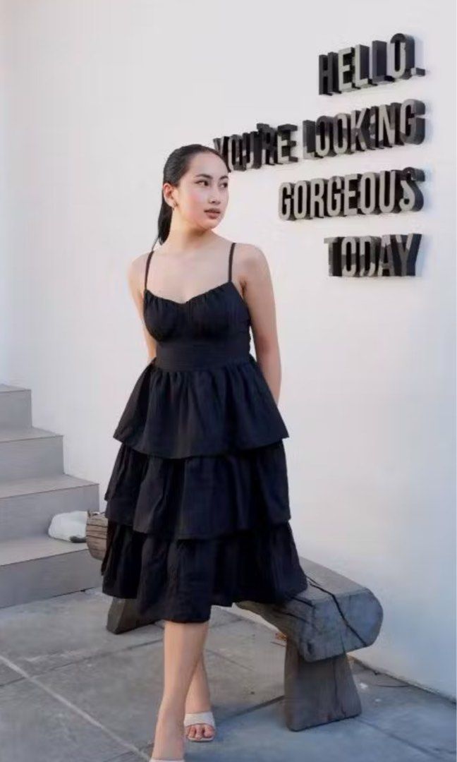 Black Ruffle Maxi Dress (Category: Dresses) located in Quezon City. Submitted by classicbph (Listing ID 1381161118, Image 1). Description: Only used once. Bought for 527 dominique & co.