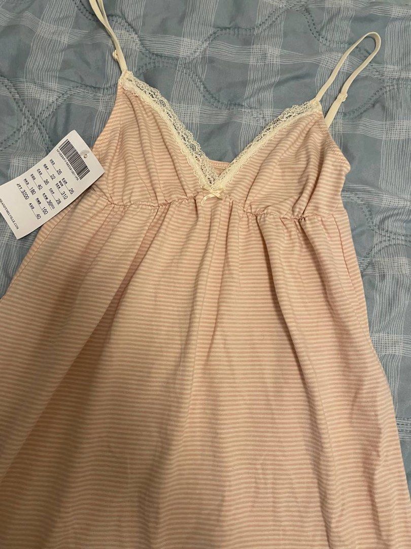 BNWT Brandy Melville pink striped lace dress, Women's Fashion, Dresses &  Sets, Dresses on Carousell