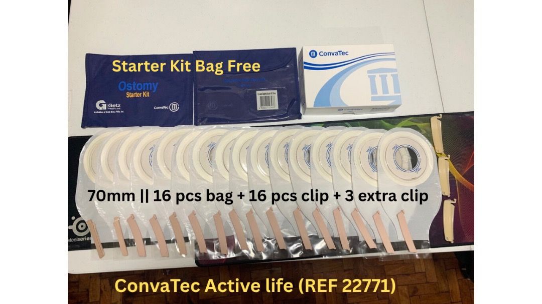 Convatec Active Life (Category: Medical Supplies & Tools) located in Quezon City. Submitted by ryan976 (Listing ID 1381212968, Image 2). Description: Bundle Sale Details: ConvaTec Active Life Ref 22771 70mm 16 pcs ostomy bag *Note: Na bilog na po, para hindi na mahirapan mag butas* Conoplast 70mm 15 pcs ostomy bag 70mm 11 pcs ostomy bag - *Note: Na bilog na po, para hindi na mahirapan mag butas* Brand less ostomy bag 65mm 9 pcs ostomy bag combina