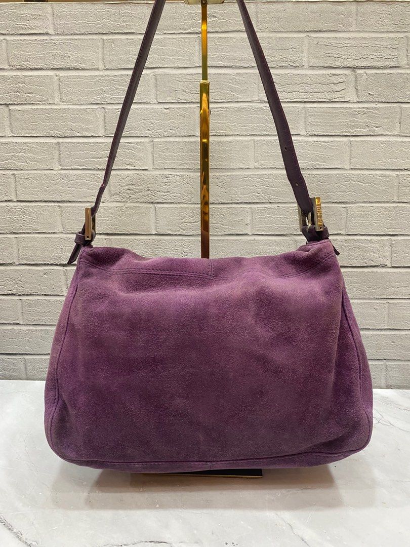 FENDI Mama Suede purple Shoulderbag SHW Size 28 x x 19 Cm Bag Only