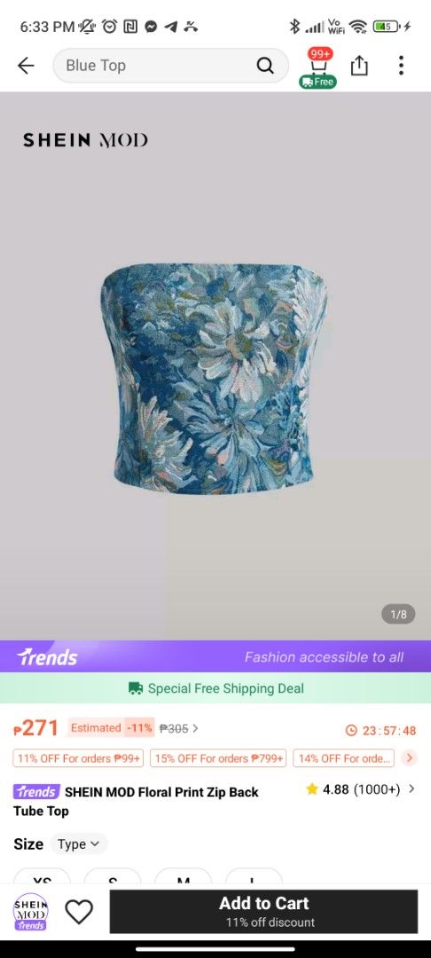 floral tube top (Category: Blouses) located in Quezon City. Submitted by preadored (Listing ID 1381197133, Image 1). Description: DOESNT FIT ME TOO.