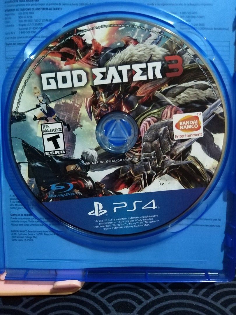 God Eater 3 - PS4 Game (Category: PlayStation) located in Batangas. Submitted by zean_44 (Listing ID 1381154968, Image 3). Description: tested working case and disc in good condition with little to no scratch can send more pics upon request rfs - done with the game payment through Gcash. COD / COP through LBC also available ships through LBC. SF to shoulder by buyer - pag Gcash ang payment, pwede akong magbigay ng SF discount. discount amount bas
