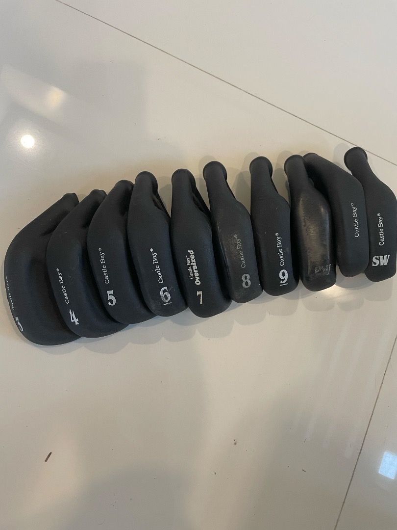Irons Head Cover , 10 pcs (Category: Golf) located in Agdangan. Submitted by RLMarquez (Listing ID 1381171478, Image 1). Description: Irons Head covers 10 pcs. From #3 to Sandwedge. Heavier duty and won't fall off. They will protect your precious irons. By CastleBay The PW cover is looking used as I bring the PW at the driving range and use the same for warm up swing at the mat. All the rest are good. Pick up only from Mt. Malarayat Golf Estates 