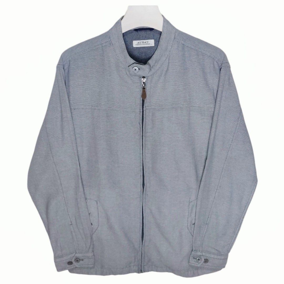 (L) ASNAS Men's Light Weight Cafe Racer Jacket (Category: Coats, Jackets and Outerwear) located in Baguio. Submitted by db_clothing (Listing ID 1380909975, Image 1). Description: Dimensions: Width: 22.5 inches Length: 28 inches Shoulder: 19 inches Sleeve: 23.75 inches.