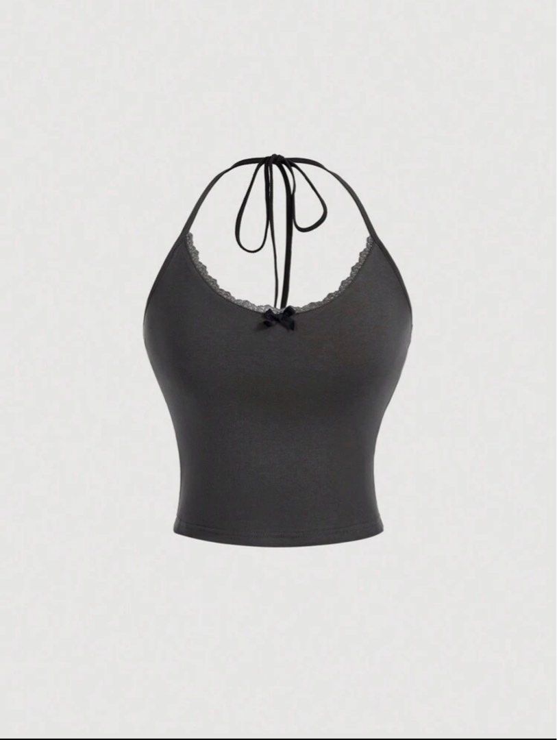 lace trim bow knot halter top (Category: Sleeveless) located in Quezon City. Submitted by hanwardrobe (Listing ID 1381261458, Image 1). Description: -used once -xs on tag.