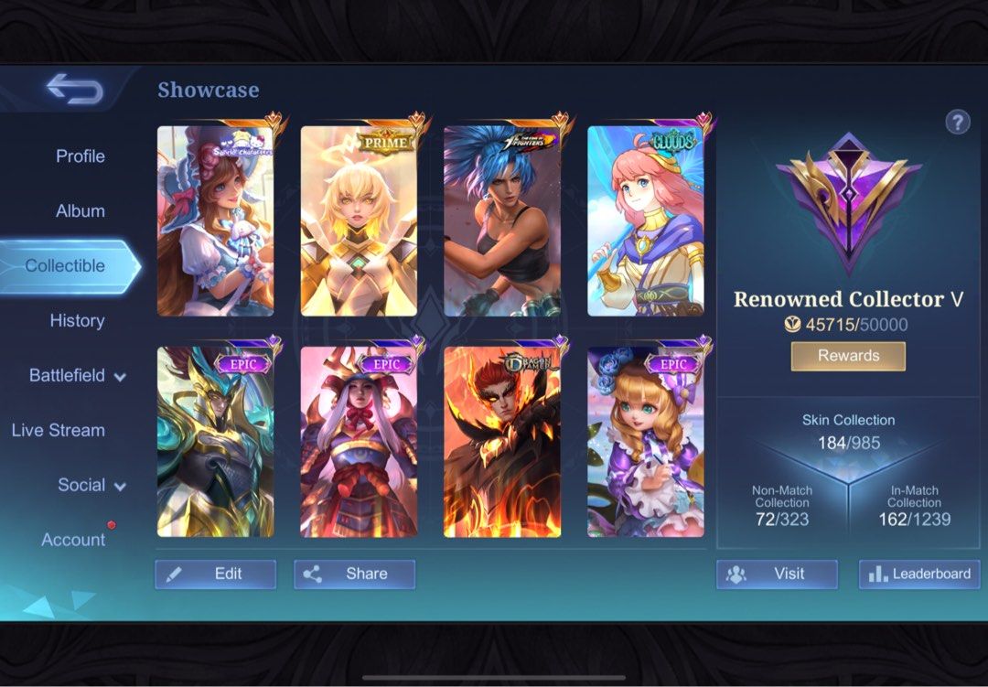 MOBILE LEGENDS ACCOUNT (Category: Game Gift Cards & Accounts) located in Manila. Submitted by eyyyyyron (Listing ID 1381207164, Image 2). Description: Slightly negotiable RFS: Need Funds/ Quit Mage and MM user.