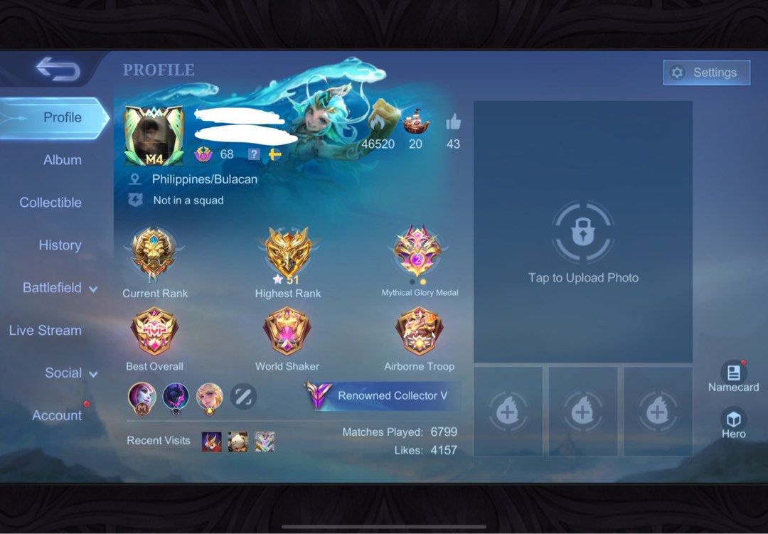MOBILE LEGENDS ACCOUNT (Category: Game Gift Cards & Accounts) located in Manila. Submitted by eyyyyyron (Listing ID 1381207164, Image 1). Description: Slightly negotiable RFS: Need Funds/ Quit Mage and MM user.