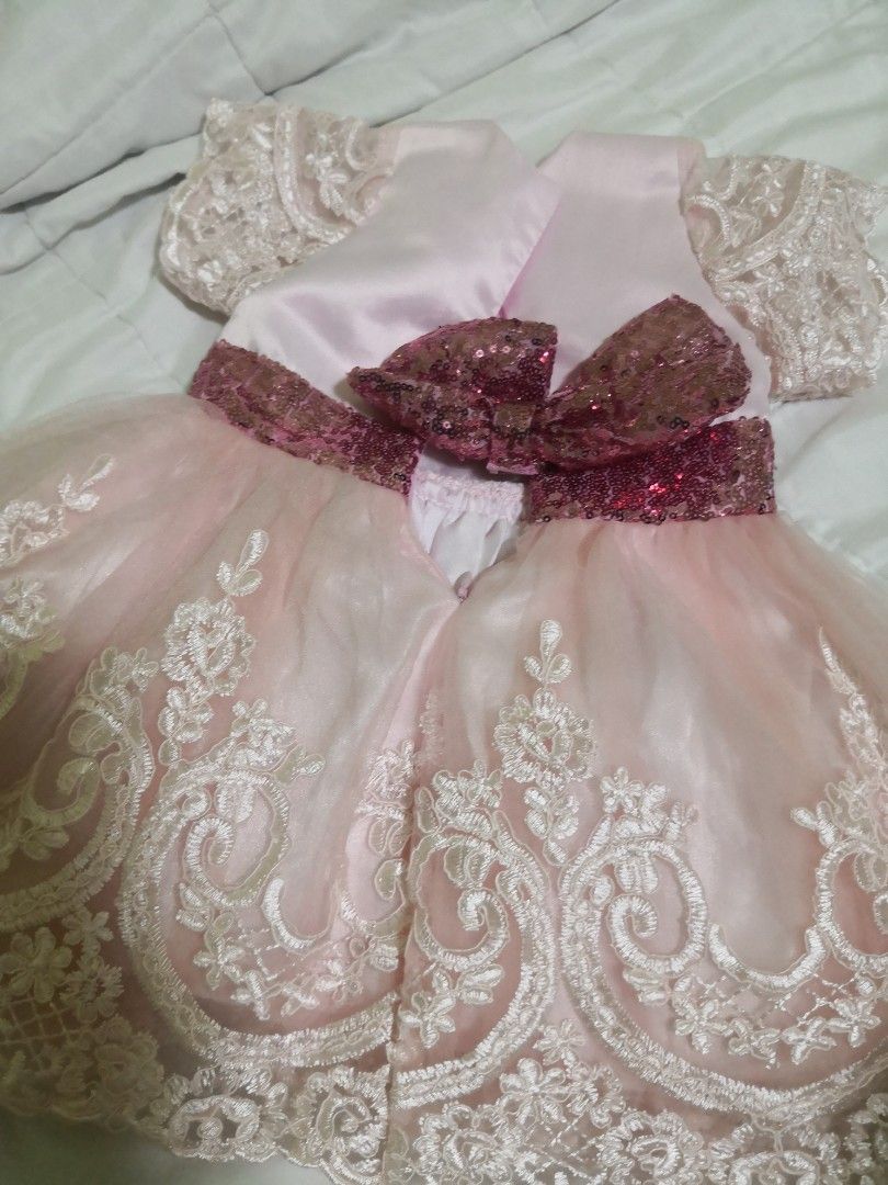Pink baby formal gown (Category: Babies & Kids Fashion) located in Marikina City. Submitted by lotsofdeclutter (Listing ID 1381189071, Image 2). Description: Sf by client at marikina heights Pag 4 or more items may freebies Super ganda ng burda nya, very elegant. Bought it 2500k orig price.