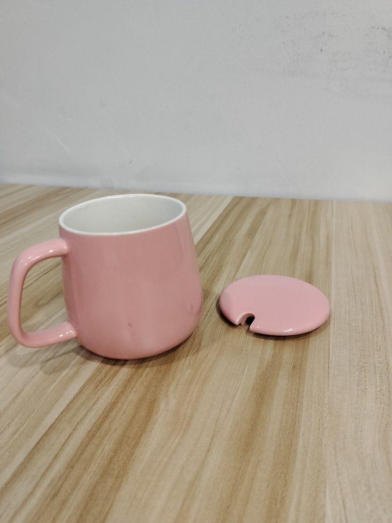 Pink Ceramic Mug with Lid65074395036291112