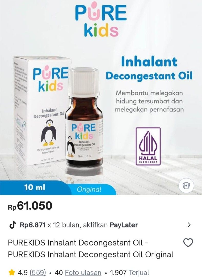 Purekids Inhalant PureBB (Kategori: Perawatan & Makanan Anak) berada di Sukabumi. Dikirim oleh yas_girl (ID iklan 1381138034, Gambar 1). Deskripsi: Ini bagus ya bund udh banyak reviewnya bisa jg buat baby yg belum bisa minum obat, bisa dimasukin difusser Barang baru, no box! botol masih segel dijamin original 💯 🍊+adm.