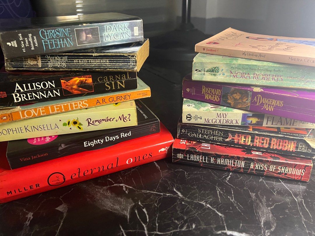 ROMANCE/Sm*t BUNDLE of 13 (Category: Storybooks) located in Quezon City. Submitted by gil_preloved (Listing ID 1381217686, Image 1). Description: For more visuals, kindly pm :) May offer deals and bundles with other books. May sell individual books. These books are not in the most pristine condition. Consider these books well-loved, however not the worst of the worst..