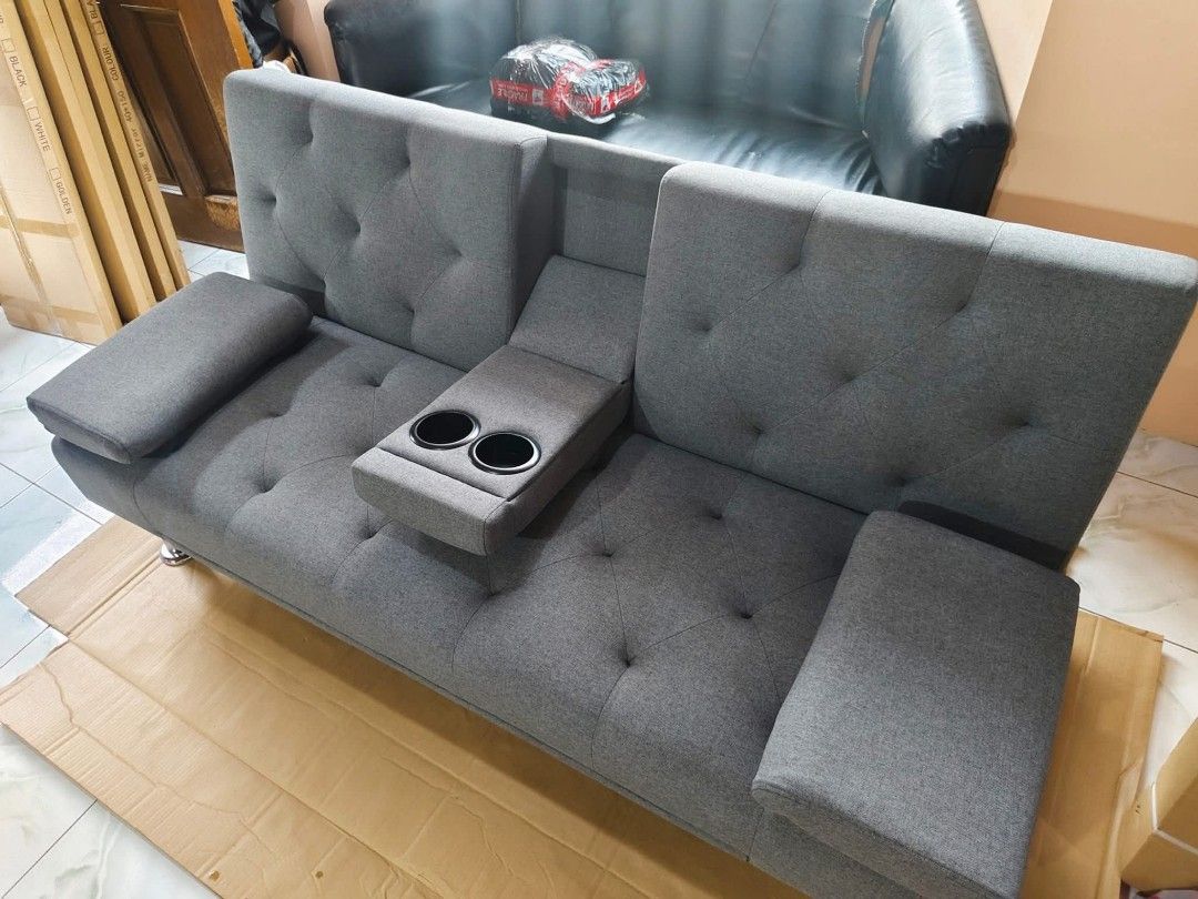 Sofa bed elegant (Category: Sofas) located in Manila. Submitted by saguittarian06 (Listing ID 1381260748, Image 2). Description: 10500 Brand New Sofa Bed Elegant Material:Gamusa /hard wood/metal/uratex 09674865453 for fast transaction.
