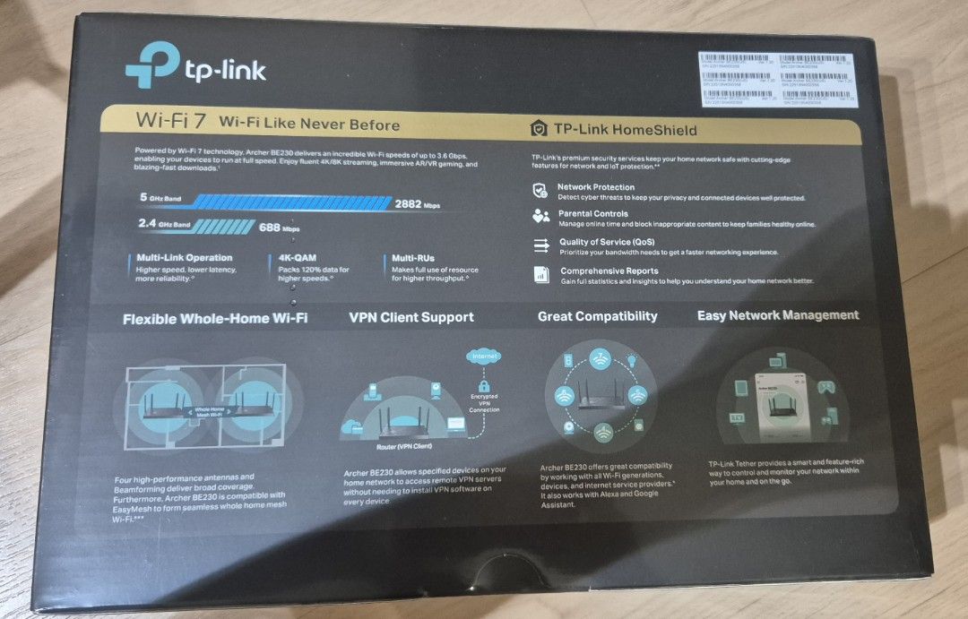 TP-Link Archer BE3600 Dual-Band Wi-Fi 7 Router63216307671427111