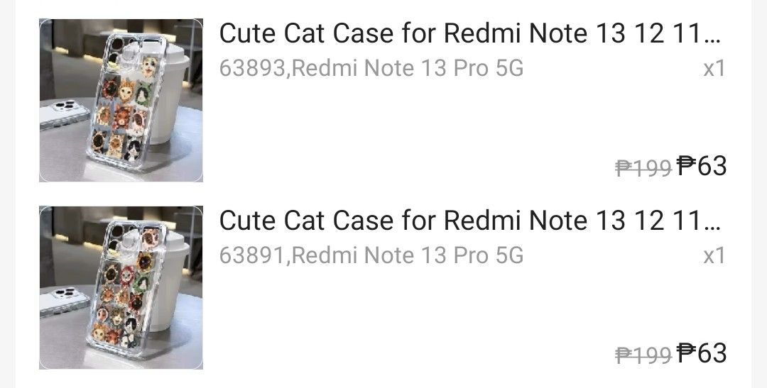 2pcs Xiaomi Redmi Note 13 Pro 5G/Poco X6 5G Cases (Category: Cases & Sleeves) located in Antipolo. Submitted by raybiyaclosetstuff (Listing ID 1381305812, Image 3). Description: Two phone cases for Xiaomi Redmi Note 13 Pro 5G RFS: wrong case.