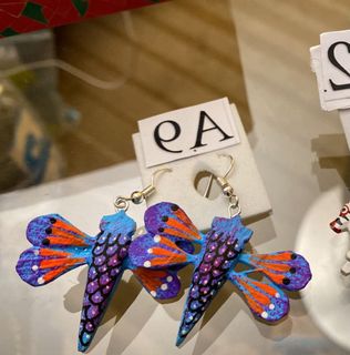 墨西哥人手製木雕彩繪蜻蜓耳環64216903819138110