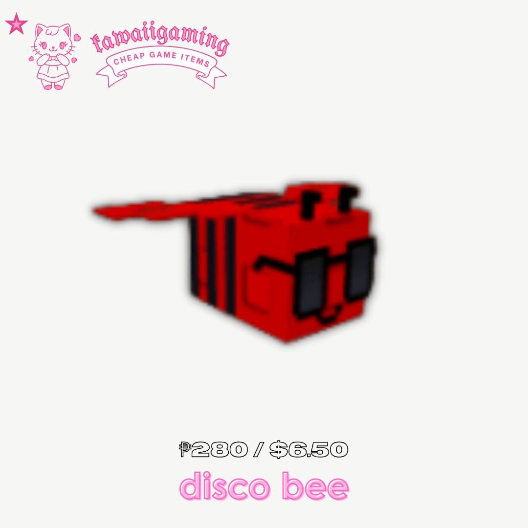 [ CHEAP ] Disco Bee Grow A Garden Roblox (Category: In-Game Products) located in Cavite. Submitted by kawaiigaming (Listing ID 1381384945, Image 1). Description: X: mgostelluvvv NGF ! GCash / PayPal Accelpted Disco Bee - Random Age / KG ₱280 ea ••• dm to avail !.