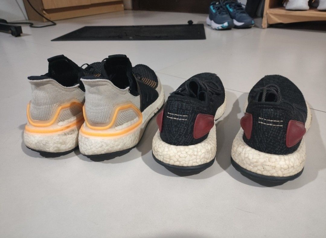 Adidas Running Shoes Take Both 2000 (Category: Sneakers) located in Antipolo. Submitted by grimmpool28 (Listing ID 1381328554, Image 1). Description: Adidas Running Shoes Ultra Boost size 9.5 (Orange Stripe) Pure Boost size 9 (Red Stripe) with issue Take both 2000 antipolo loc.