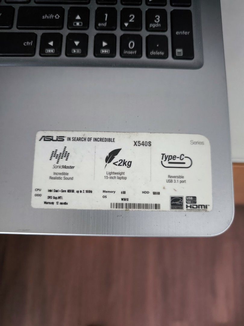 asus X540S Laptop with Charger63221273946115112