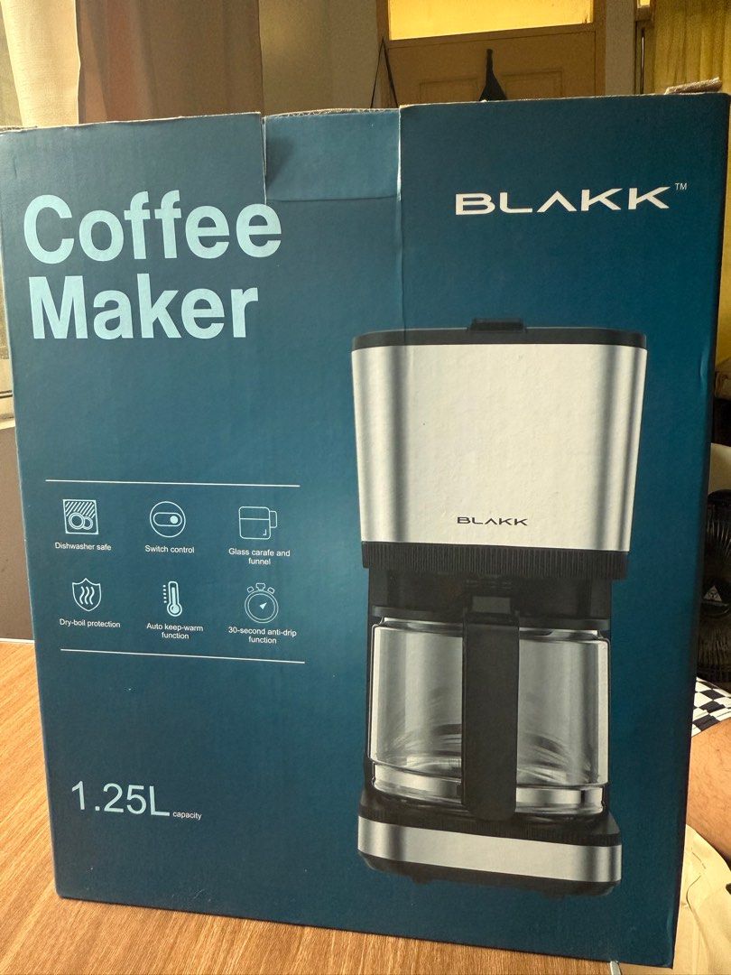 Blakk Coffee Maker KXB1T1CM (Category: Coffee Machines & Makers) located in Cainta. Submitted by adeteesteban (Listing ID 1381314287, Image 1). Description: Brand New Blakk Coffee Maker KXB1T1CM.