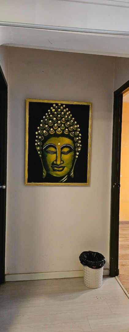 Buddha Head Wall Art - Gold Frame