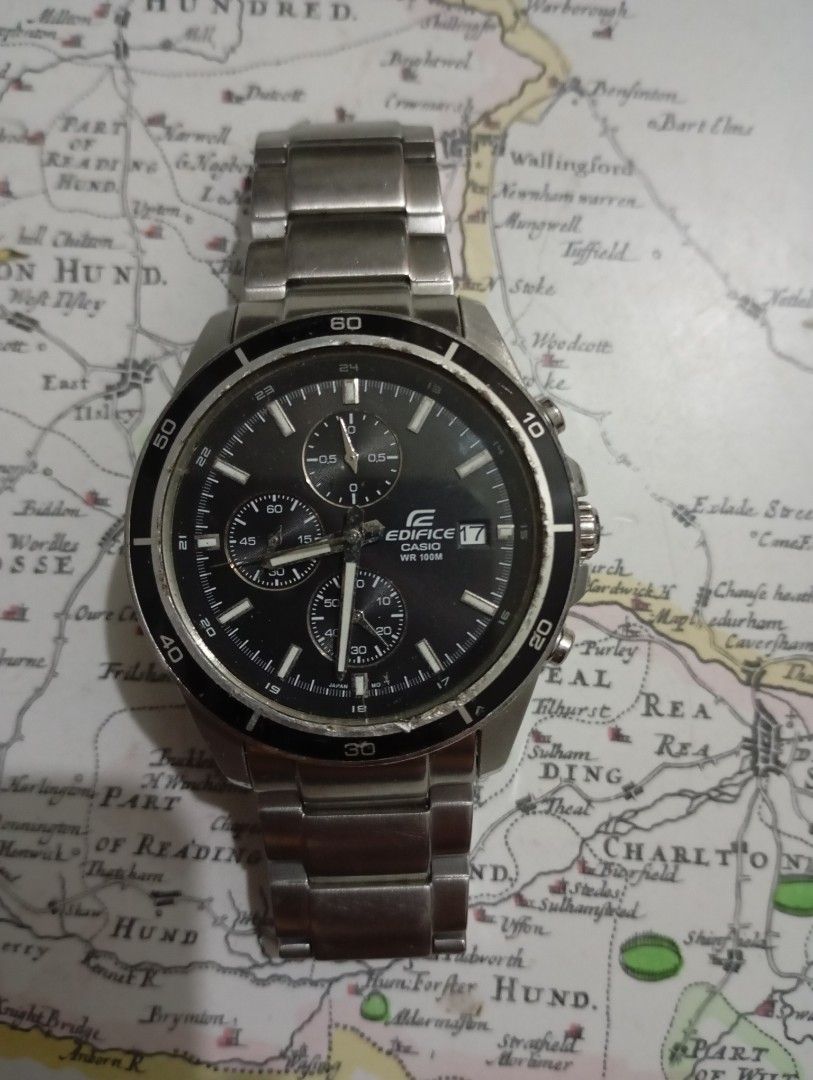 Casio edifice (Category: Men's Watches) located in Las Pinas. Submitted by quick_deals_great_finds2 (Listing ID 1381405703, Image 1). Description: Original good working condition Quartz chronograph with battery Fully functional with battery 45mm large fits wrist 6.8 inches.