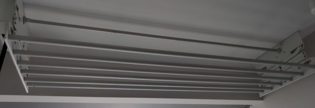 Ceiling-Mounted Clothes Drying Rack - White