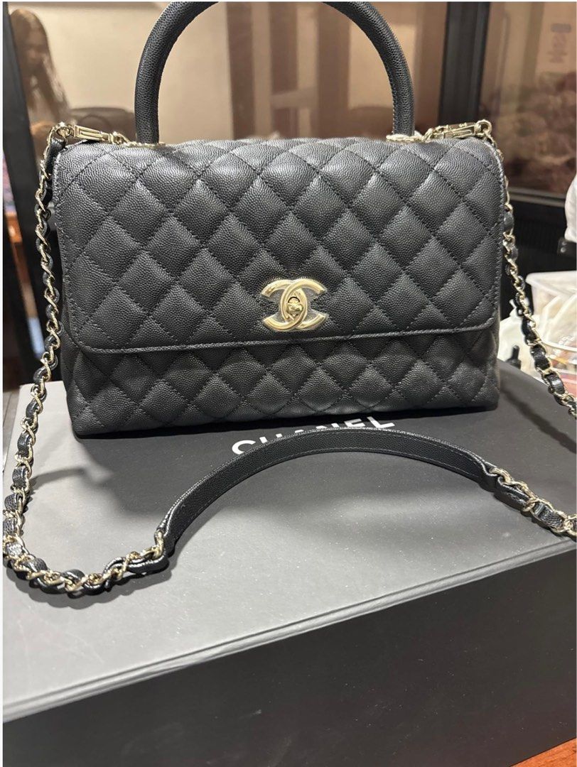 Chanel Coco Handle (Category: Luxury Bags & Wallets) located in Bacolod City. Submitted by s.g.collection (Listing ID 1381426812, Image 2). Description: AUTHENTIC SMALL COCO TOP HANDLE Black CAVIAR LEATHER ✅ 100% Guaranteed Authentic ✅ Excellent Like New Condition ✅ RANK SA ✅ COMPLETE! Comes with strap, dust bag, box, and authenticity certificate ✅ Legit seller ✅ Retails at ~Php 520,000. Selling for only PHP 320,000!!! ✅ PM me for more photos and