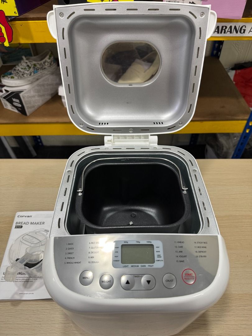 Bread Maker (Category: Breadmakers) located in Kuala Lumpur. Submitted by pakdean_preloved (Listing ID 1381378115, Image 3). Description: Item : Corvan B10 Bread Maker | 19 Programs | Gluten-Free Setting | Viewing Window Brand : Corvan Colour : White Plug : Malaysian Size : 2.2L NAK LETGO MUR2, ASAL BARANG JADI DUIT, KITA NEGO SAMPAI JADI!! ------------------------------------------- 🔸 Saya bukanlah kedai. Saya hanya seorang individu yang menjua