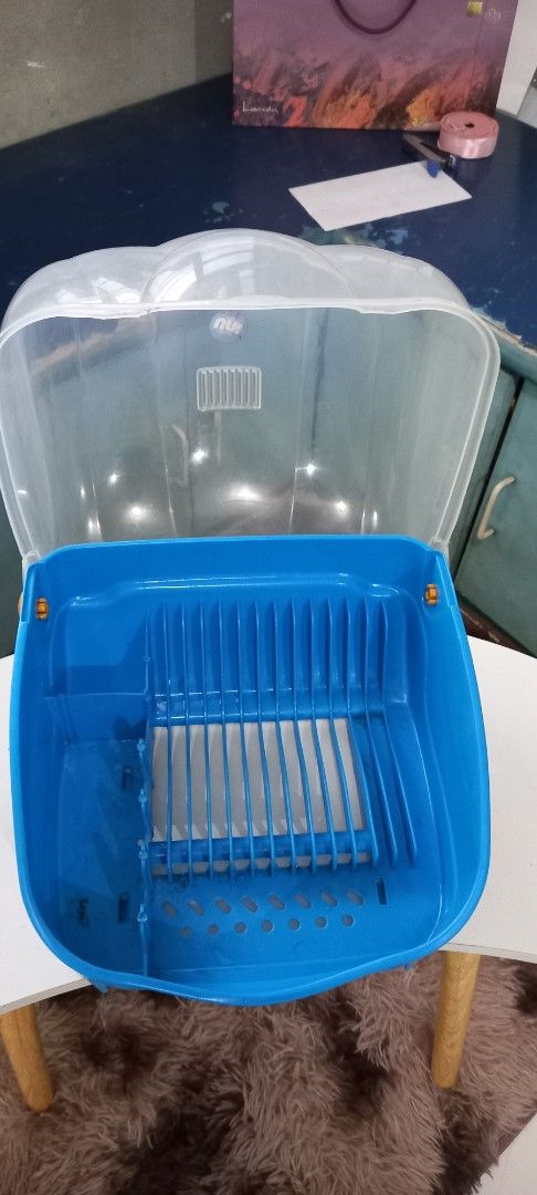 Dish Rack (Category: Other Kitchenware & Tableware) located in Taytay. Submitted by decluttering_is_fun_by_dr_a (Listing ID 1381373564, Image 2). Description: blue, cute Dish Rack Organizer and Drainer for small kitchen can store 14 plates.
