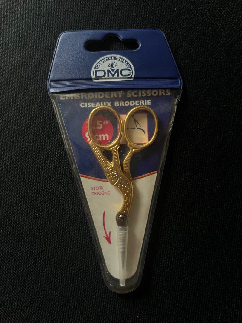 DMC STORK SCISSORS (Category: Craft Supplies & Tools) located in Pasig City. Submitted by bendl (Listing ID 1381314322, Image 1). Description: Unused old stock No issues Small rip on side of case, and dirt on case due to long storage..