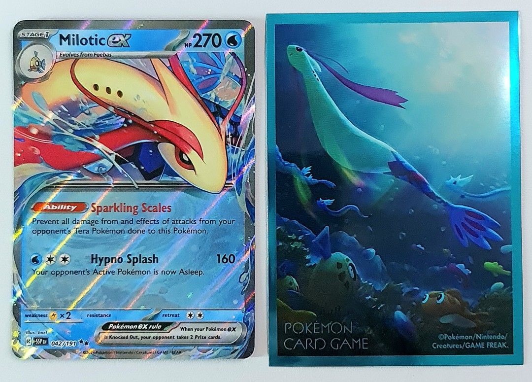 ENG SSP 042/191 - Milotic ex (Ultra Rare) from Scarlet & Violet Era :  Surging Sparks include New Double Sleeve Protection (Matching Cool  Milotic Deep Sea Foil Design) , Pokemon TCG, Hobbies